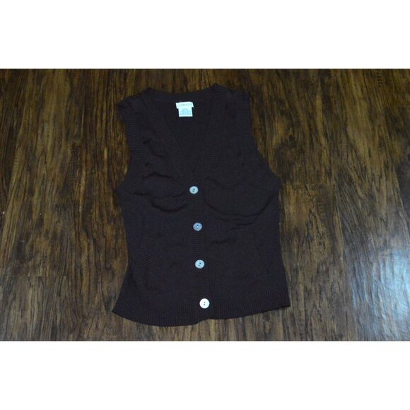 George Brown Button up Sweater Knit Vest Women's Size Medium Neutral - Picture 1 of 4